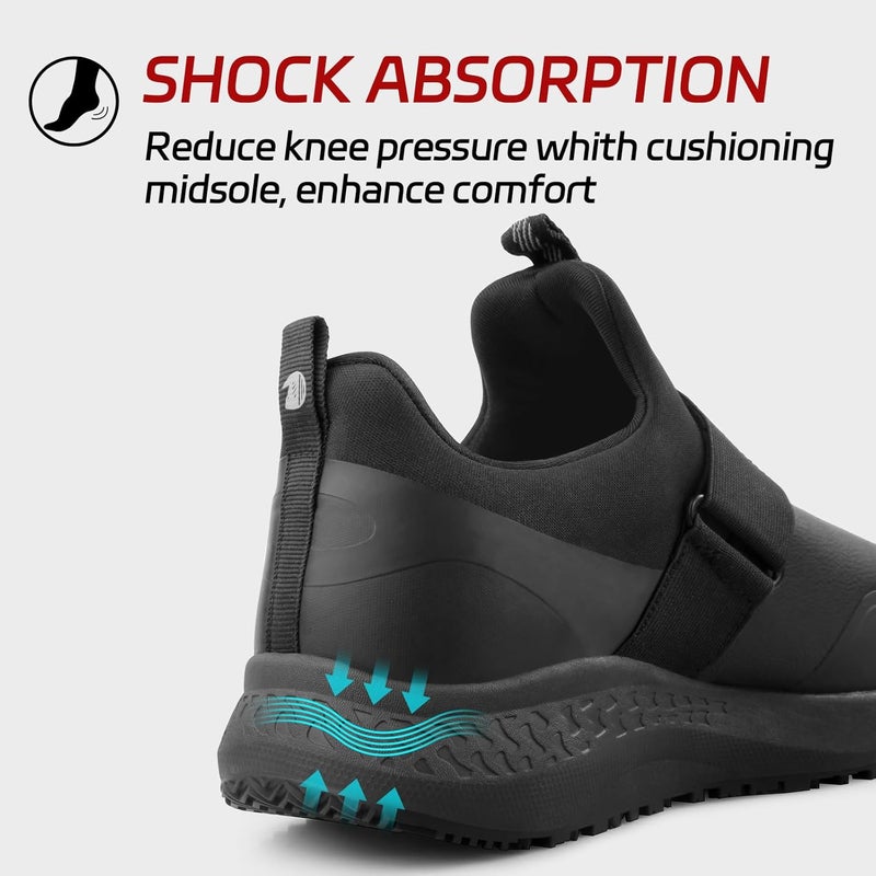 Delobi Store Non Slip Work Shoes for Men Slip On Food Service Kitchen Chef Restaurant Shoe Waterproof Slip Resistant Walking Sneakers Lightweight Comfortable Working Footwear Leather - Image 4